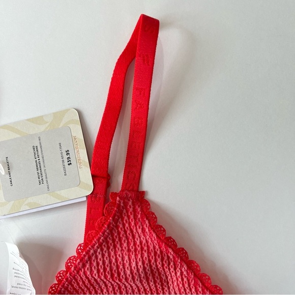 Fabletics Cable Knit Bralette and Brief Set Color Washed Strawberry Red Size Med - Picture 4 of 13